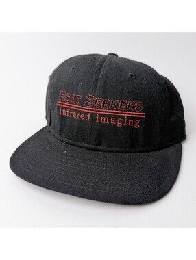 Vtg DeLong USA Made Heat Seekers Infrared Imaging Snapback Cap Black M-L